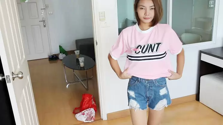 Tiny Teen Thai Asian Chick picked up by Douche