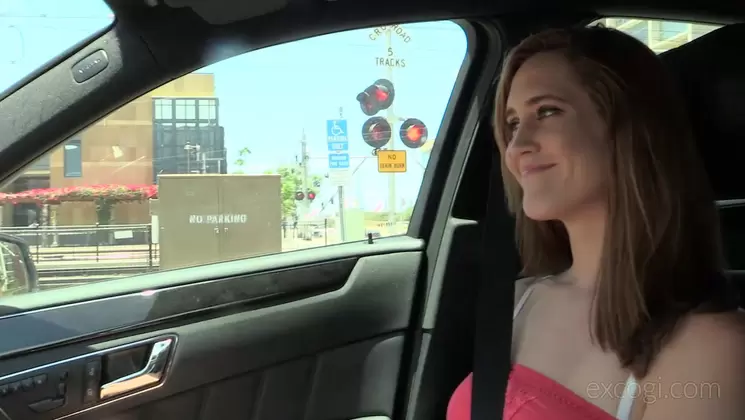 Adorable college blonde licking her candy