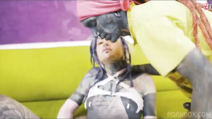 Anuskatzz Heavily tattooed DAP threesome hardcore ANAL