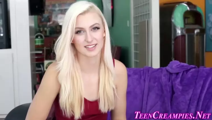 Blonde teen gets creampie