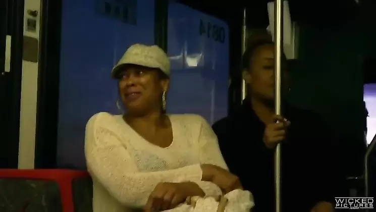 Lesbo fun in crowded bus with Ashley Adams and Camille Lixx