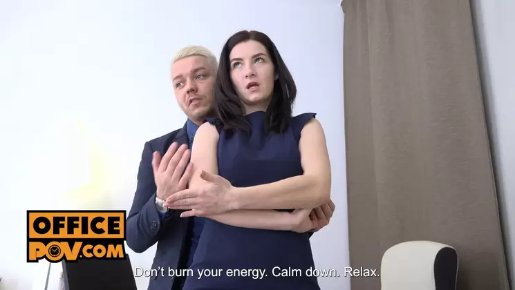 OfficePOV - Double penetration anal fuck threesome with Lina Love on PornVe