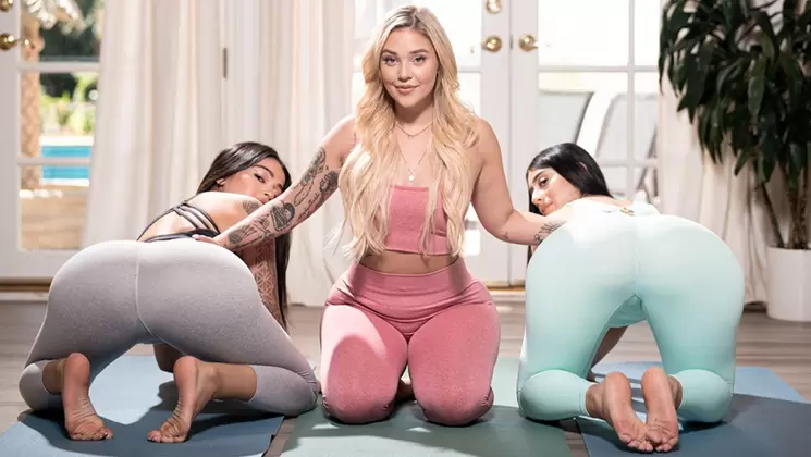 GirlsWay: PAWGs have lesbian sex in a private yoga lesson On PornVe