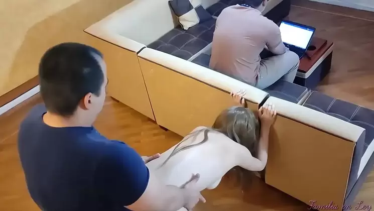 My will Fuck me like a Whore while my Husband works on the Laptop NTR