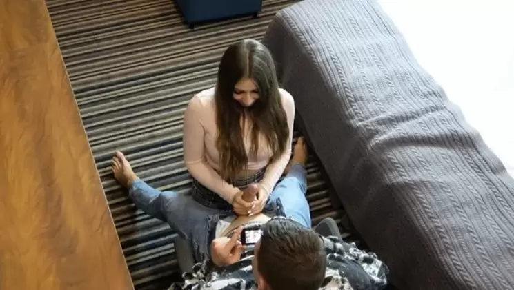 The guy with hot brunette in the hotel,