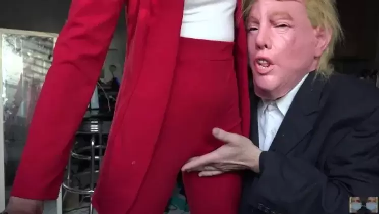 President Grabs Pussy. Reporter Girl has interest in pussy grabbing. Will you...