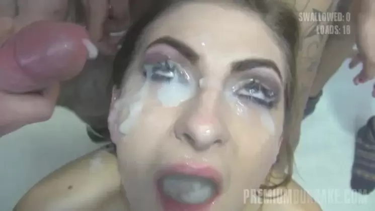 Milena swallows 50 huge mouthful cum loads