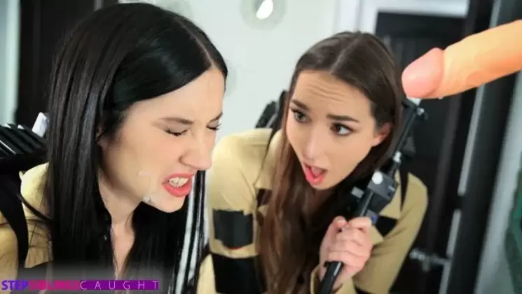 Stepsis Andi Rose Asks Jazmin Luv, who has a Bunch of Rubber Cocks Hanging f...