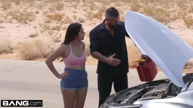 Valentina Nappi goes skinny dipping her roadside mechanic