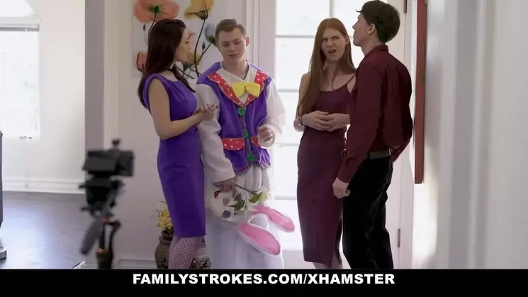 Stepson Tricks Stepmom And Stepsister With Easter Costume