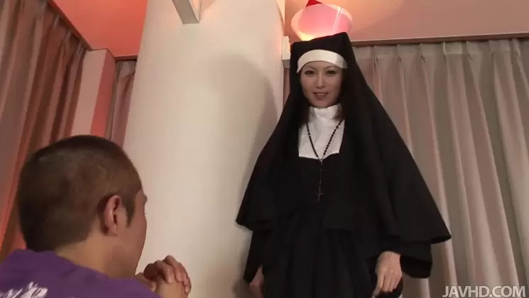 Naughty nun Rika Sakurai ass fucked and creamed