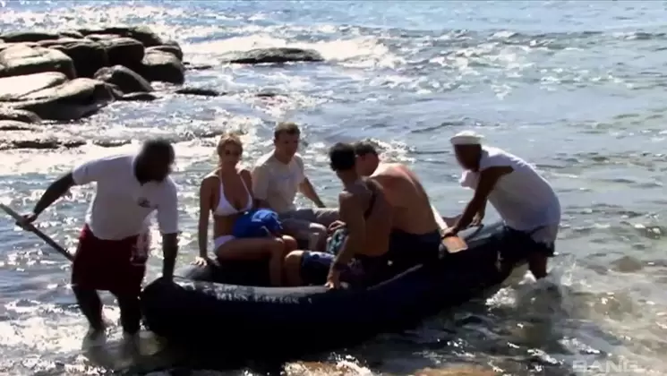 Outdoors gangbang for a slut