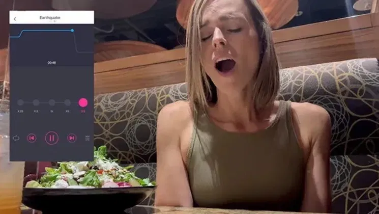 Cumming Hard in Public Restaurant with Lush Remote Controlled Vibrator