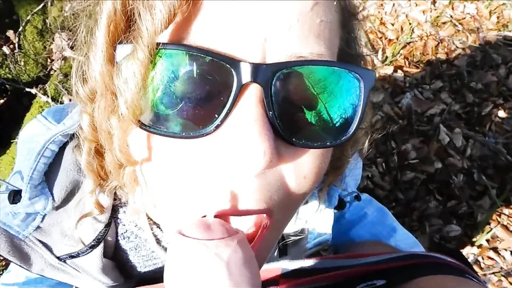 German Blonde Teen's Forest Blowjob