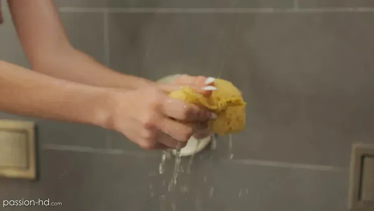 Tori Mack gets her tight pussy pounded in the shower while her natural tits bounce