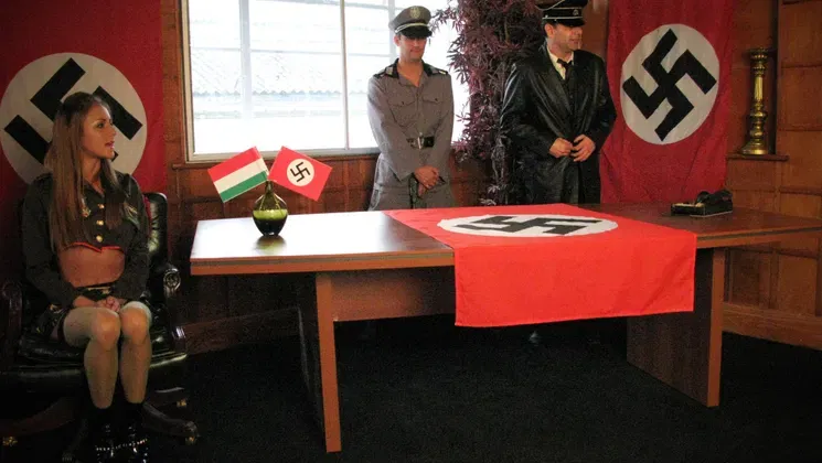 Two Military Babes In Fishnets Keep Their Commanders Happy With Anal Sex