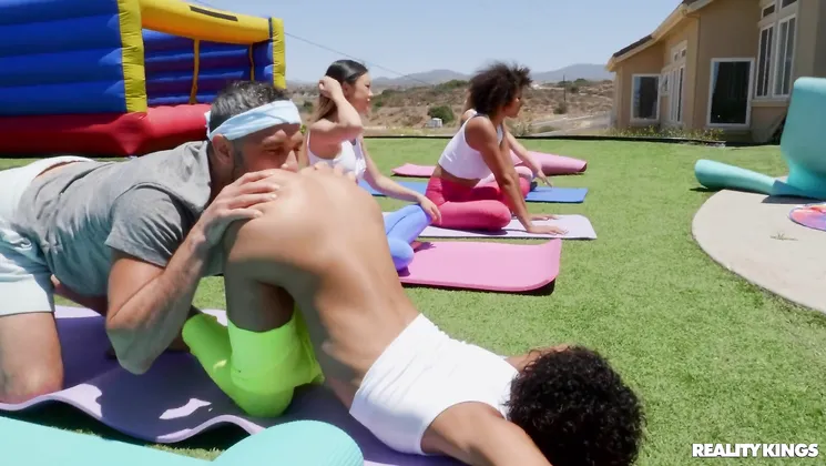 Mia Angel, Kylie Wylde, Ali Moore, Kylie Moore, Alina Angel, Angel Cruz, and Destiny Cruz take on a massive cock