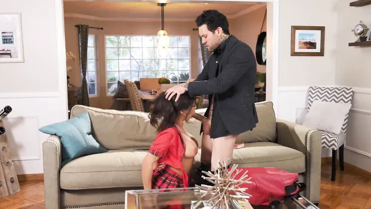 Watch Tru Kait's massive tits bounce as she tutors a petite brunette in lingerie and sex