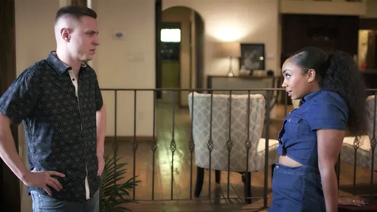 Manipulative ebony MILF fuck male bestie