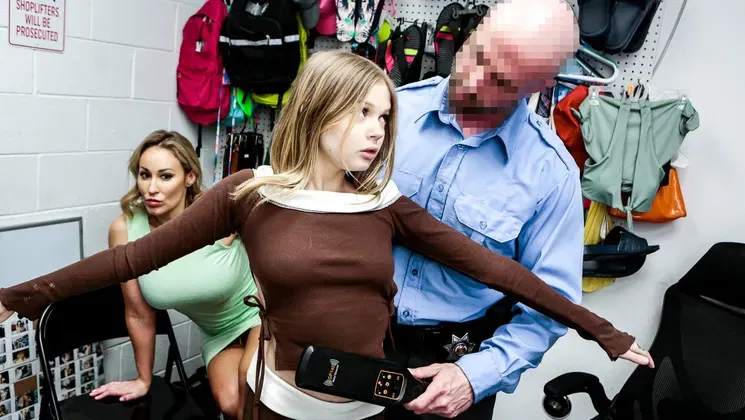 Officers big dick hammering petite and a curvy milf