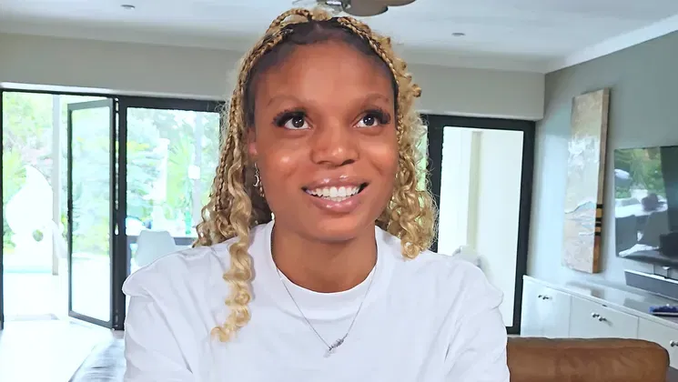 African blonde ebony model on casting