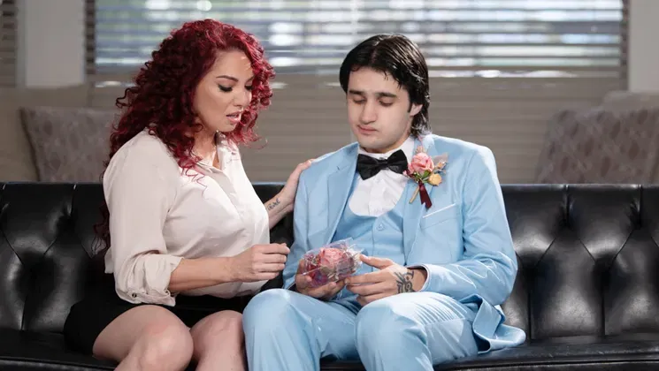 Big tits bombshell fucks younger guy