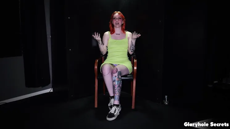 Hot Fiery Inked Redhead Loves Deepthroating Cocks At The Gloryhole