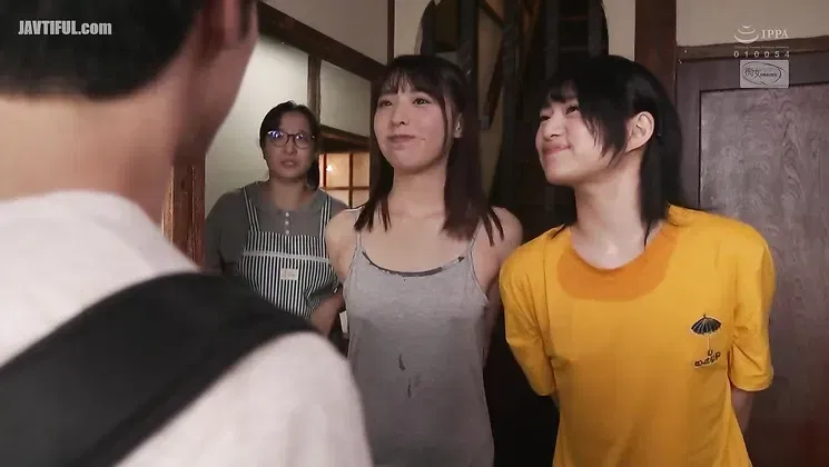 Nagisa Mitsuki Shirato Hana caught in close-contact with two friends from her former life in a countryside threesome
