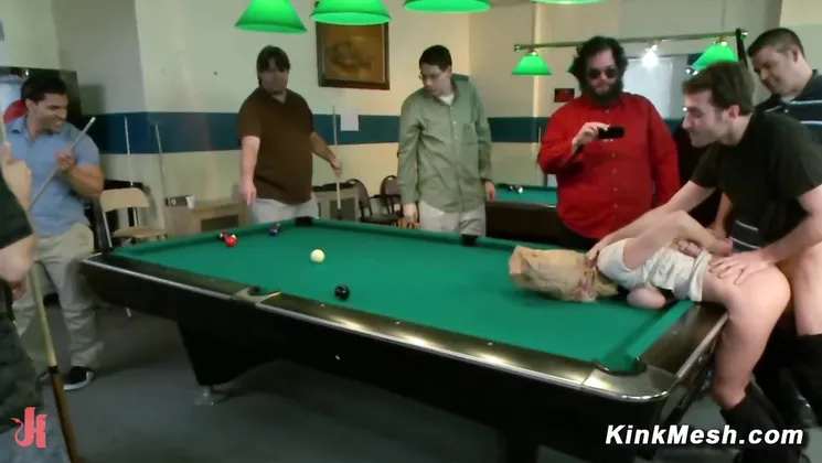 Busty sub bound and exposed in public