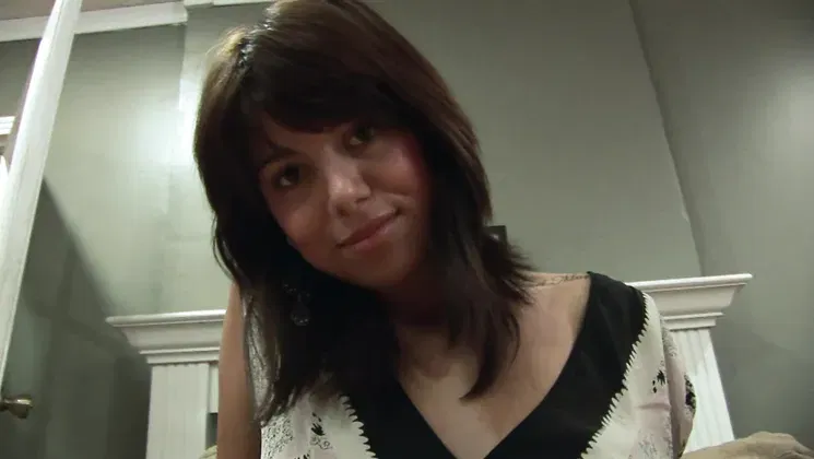 Mila Beth strips, masturbates, and plays with her shaved pussy in hot homemade video