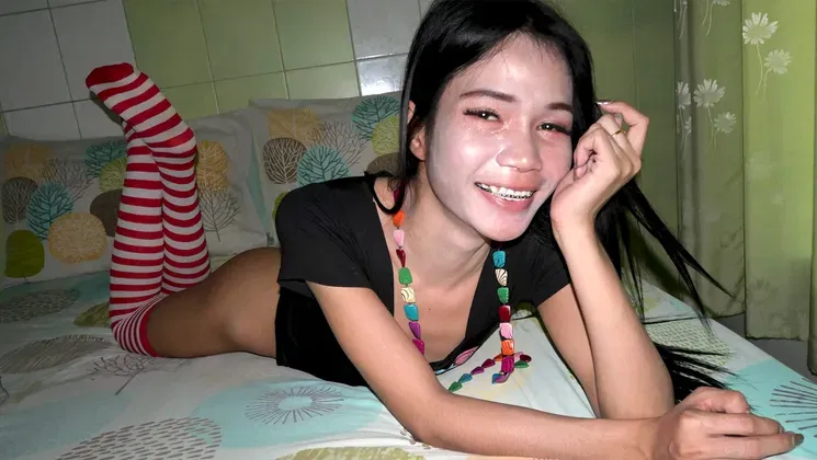 Young Asian femboy tight round ass anal