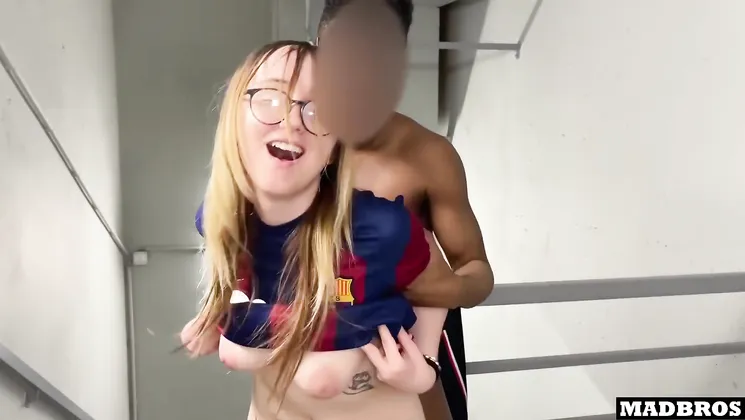 Blonde Latina with small tits takes on two huge BBCs in hardcore DP action