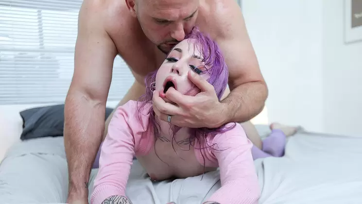 Purple Haired Tiny Teen Tart Annihilated by Cock